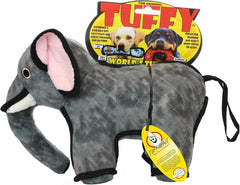 TUFFY - World's Tuffest Soft Dog Toy- Zoo Elephant -Multiple Layers. Made Durable, Strong & Tough. Interactive Play (Tug, Toss & Fetch). Machine Washable & Floats. (Regular)
