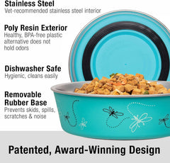 Loving Pets Bella Dog Bowls- Stainless Steel Dog & Cat Bowls - Spill Proof Dog Food Bowl, Cat Bowl, Puppy Essentials & Pet Supplies Great for Home & Travel