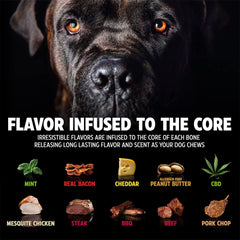 Pet Qwerks Wishbone BarkBone - Nylon Chew Toy for Aggressive Chewers - Bacon Flavor