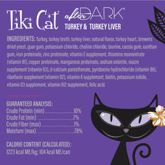 Tiki Cat After Dark Pate, Turkey & Turkey Liver, High-Protein and 100% Non-GMO Ingredients, Wet Cat Food for Adult Cats