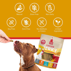PLATO Pet Treats Jerky Dog Treats - Air-Dried Jerky for Dogs - Delicious, Real Meat Dog Treats - Grain Free - Supports Healthy Digestion - Chicken Jerky with Bone Broth