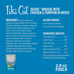 TIki Cat Silver Mousse, With Chicken & Pumpkin In Broth, Silky Smooth Nutrient Rich Formulated for Older Cats Aged 11+