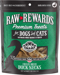 Northwest Naturals Raw Rewards Freeze-Dried Duck Neck Treats for Dogs and Cats - Whole Neck - Grain Free - 1 Ingredient - Healthy - Human Grade - All Natural - USA Made - 5 Oz