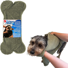 SPOT Clean Paws Chenille Microfiber Dog Towel, Super Absorbent with Corner Hand Pockets, Dries Wet Paws & Body Fast, Machine Washable