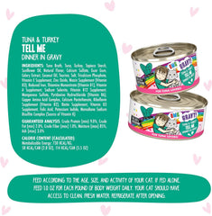 Weruva B.F.F. OMG - Best Feline Friend Oh My Gravy!, Tuna & Turkey Tell Me with Tuna & Turkey