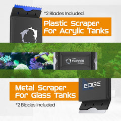 Flipper Cleaner EDGE 2-in-1 Scrubber Scraper Floating Magnetic Fish Tank Aquarium Cleaner with DUAL BLADES - Efficient Glass & Acrylic Aquarium Cleaning Tools (MAX)