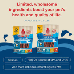 Plato Pet Treats Air Dried Dog Treats Salmon Thinkers Sticks, Natural Dog Treats, Real Meat, Air Dried, Made in the USA, 10oz