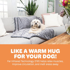 Dog Gone Smart Chilli Kuzzi FIR Blanket - Velvet Velboa and Tipped PV Plush - Ultra-Soft Dog Blanket with Far Infrared Technology - Calms, Relaxes and Heals - Suitable for Every Dog - Slate Blue