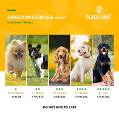 NaturVet – GrassSaver Wafers for Dogs Plus Enzymes – 300 Wafers – Healthy Supplement to Help Rid Your Lawn of Yellow Spots – Synergistic Combination of B-Complex Vitamins & Amino Acids