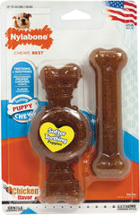 Nylabone Ring Bone Chew Toy for Puppies, Puppy Teething Toys, Puppy Enrichment Toys, Chicken Flavor