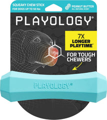 Playology Squeaky Chew Stick Dog Toy for Dogs , All-Natural Peanut Butter Scented