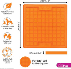 LickiMat Classic Playdate Slow Feeder for Dogs Lick Mat Boredom Anxiety Reducer Perfect for Food Treats Yogurt Liquid Food Peanut Butter Fun Alternative to a Slow Feed Dog Bowl, Orange