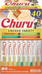 INABA Churu Cat Treats, Grain-Free, Lickable, Squeezable Creamy Purée Cat Treat/Topper with Vitamin E & Taurine, 0.5 Ounces Each Tube, Total/Two Flavors, Chicken Variety