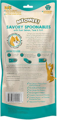 Savory Spoonables with Real Salmon, Tuna & Krill, Tube, Triple Flavor Squeezable Lickable Wet Treats for Cats with Built-in Spoon for Less Mess