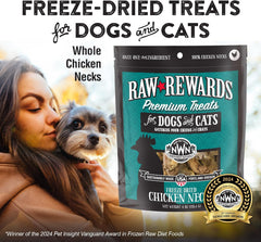 Northwest Naturals Raw Rewards Freeze-Dried Chicken Neck Treats for Dogs and Cats - Whole Neck - Healthy, 1 Ingredient, Human Grade Ingredients, All Natural, Proudly Made in USA, 4 Oz