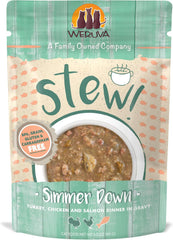 Weruva Classic Cat Stews!, Simmer Down with Turkey, Chicken & Salmon in Gravy (Pack of 12)