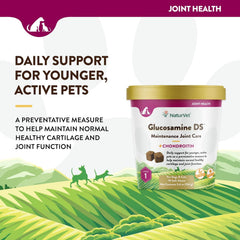 NaturVet Glucosamine DS Level 1 Maintenance, Joint Care Support Supplement for Dogs and Cats, Soft Chews, Made in The USA
