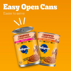 Pedigree Chopped Ground Dinner Wet Dog Food Chicken & Beef Variety Pack, 13.2 oz. Cans (12 Count, Pack of 1)