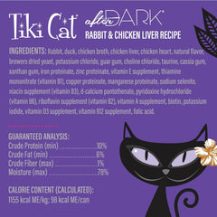 Tiki Cat After Dark Pâté, Rabbit & Chicken Liver, High-Protein and 100% Non-GMO Ingredients, Wet Cat Food for Adult Cats