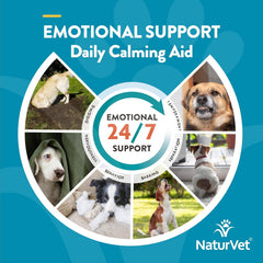 NaturVet Emotional Support Daily Calming Aid Dog Supplement - Helps Promote 24/7 Normal, Calm Behavior - for Dog Stress, Nervousness, Separation, Unwanted Behavior - 120ct Soft Chews