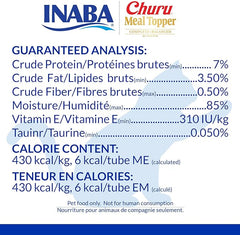 INABA Churu Meal Topper for Cats, Complete & Balanced, Creamy, Lickable Purée Cat Food Topper, 0.5 Ounce Tube, 24 Tubes (4 per Pack), Chicken Recipe