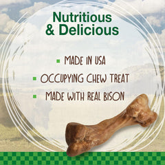 Nylabone Healthy Edibles WILD Natural Long-Lasting Bison Flavor Bone Chew Treats for Dogs (2 Count)
