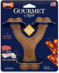 Nylabone Gourmet Style Wishbone Strong Chew Toy for Dogs, Bacon Flavor