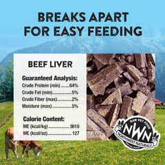 Northwest Naturals Raw Rewards Freeze-Dried Beef Liver Treats for Dogs and Cats - Bite-Sized Pieces - Healthy, 1 Ingredient, Human Grade Pet Food, All Natural, Proudly Made in USA, 3 Oz
