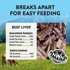 Northwest Naturals Raw Rewards Freeze-Dried Beef Liver Treats for Dogs and Cats - Bite-Sized Pieces - Healthy, 1 Ingredient, Human Grade Pet Food, All Natural, Proudly Made in USA, 10 Oz