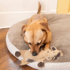 SPOT Dura-Fused Leather Barnyard Animals - Stuffed Dog Toy with Squeaker, Real Leather & Jute Fabric, for Light to Moderate Chewers, Great for Adult Dogs and Puppies - 11in, Assorted Styles, 1 Piece