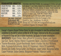Evanger's Organics Braised Chicken Dinner for Cats - 24, 5.5 oz Cans