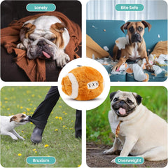 SPOT Plush Football Dog Toy with Squeaker | Soft, Plush Fabric Football Squeak Toy for Small and Large Dog Breeds | Fetch Toy for Throwing and Chasing | 4.5"