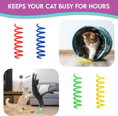 SPOT Thin Colorful Springs Cat Toys - Bouncy Coils for Medium Indoor Cat Breeds to Bite, Swat, Chase - Keeps Cats & Kittens Entertained for Hours - 3 inches Long, 10 Pcs, Multi Colors