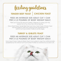 Fancy Feast Poultry and Beef Feast Classic Pate Collection Grain Free Wet Cat Food Variety Pack - (Pack of 24) 3 oz. Cans