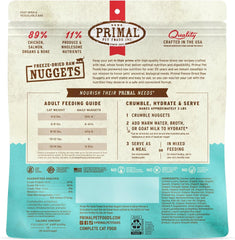 Primal Freeze Dried Raw Cat Food Nuggets Chicken & Salmon, Complete & Balanced Meal or Topper, Premium, Healthy, Grain Free, High Protein Raw Cat Food with Probiotics