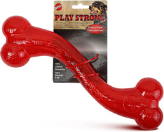 SPOT Play Strong S-Shaped Bone Dog Toy | Interactive Durable Rubber Dog Toy for Aggressive Chewers | Hollow Center Ideal for Treats | 12”, Red