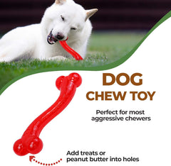 SPOT Play Strong S-Shaped Bone Dog Toy | Interactive Durable Rubber Dog Toy for Aggressive Chewers | Hollow Center Ideal for Treats | 12”, Red