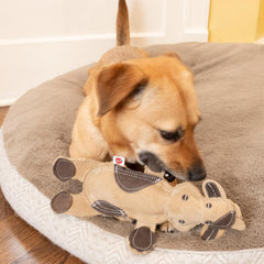 SPOT Dura-Fused Leather Barnyard Animals - Stuffed Dog Toy with Squeaker, Real Leather & Jute Fabric, For Light to Moderate Chewers, Great for Adult Dogs and Puppies - 11in, Assorted Styles