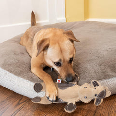 SPOT Dura-Fused Leather Barnyard Animals - Stuffed Dog Toy with Squeaker, Real Leather & Jute Fabric, For Light to Moderate Chewers, Great for Adult Dogs and Puppies - 11in, Assorted Styles