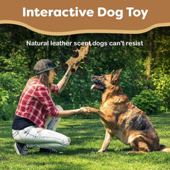 SPOT Dura-Fused Leather Barnyard Animals - Stuffed Dog Toy with Squeaker, Real Leather & Jute Fabric, For Light to Moderate Chewers, Great for Adult Dogs and Puppies - 11in, Assorted Styles