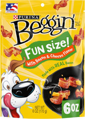 Purina Beggin' Dog Treats, Fun Size With Bacon and Cheese Flavor - (6) 6 oz. Pouches