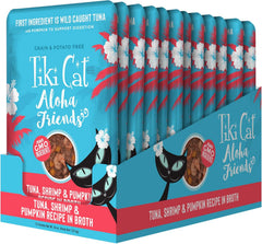 Tiki Cat Aloha Friends Grain-Free, Low-Carbohydrate Wet Food with Flaked Tuna for Adult Cats & Kittens Tuna, Shrimp & Pumpkin