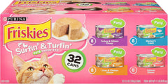 Friskies Purina Classic Pate Surfin & Turfin Favorites Cat Food Variety Pack 32-5.5 oz. Cans