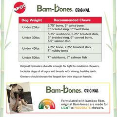SPOT Bam-Bones Wishbone - Made with Strong Bamboo Fiber, Durable Long Lasting Dog Chew for Light to Moderate Chewers, Great Toy for Adult Dogs & Teething Puppies Under 30lbs