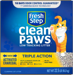 Fresh Step Clean Paws Cat Litter With Triple Action, Low-Tracking Clumping Litter, 22.5 lb. Box