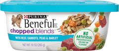 Beneful Purina Chopped Blends with Beef Carrots Peas & Barley Wet Dog Food, (8) 10 oz. Tubs