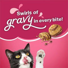 Purina Friskies Gravy Swirlers Dry Cat Food, Flavors of Chicken, Salmon & Gravy with Vitamins & Minerals, Cat Food for Adult Cats (3.15 pounds (Pack of 2))