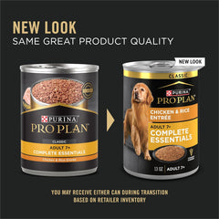 Purina Pro Plan Wet Dog Food For Senior Dogs Adult 7 Plus Chicken and Rice Entree Classic - (Pack of 12) 13 oz. Cans