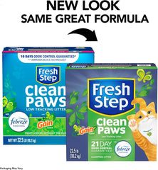 Fresh Step Clean Paws Cat Litter With Febreze Freshness With Febreze Gain Scent, Low-Tracking Clumping Litter With Guaranteed Odor Control, 22.5 lb. Box