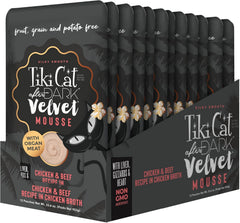 Tiki Cat After Dark, Velvet Mousse, Chicken & Beef Recipe in Chicken Broth, Grain & Potato Free Formula, with High Protein & Nutrient Dense Blended Irresistible Organ Meat